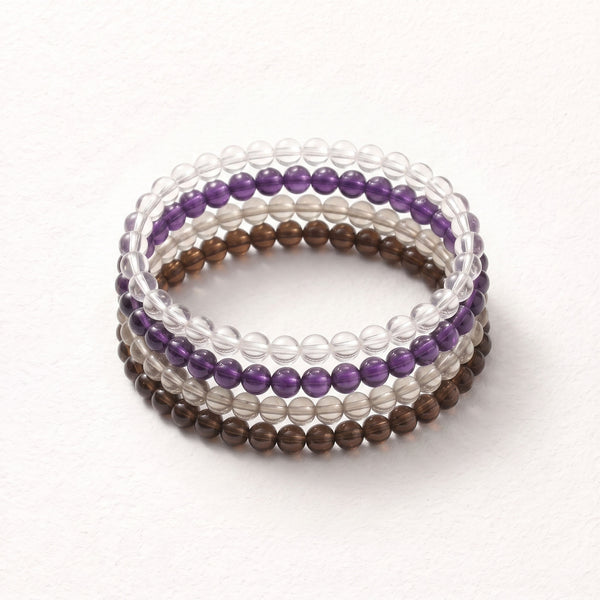 Natural Multi-Mineral Stacked Bead Bracelet, Architectural Mineral Specimen Statement Jewelry — Kailash Vein Ultimate Protection and Shielding