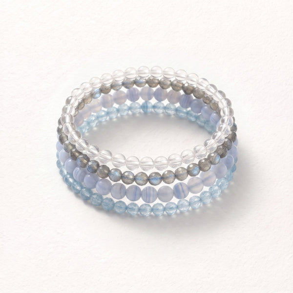 Natural Multi-Mineral Stacked Bead Bracelet, Architectural Mineral Specimen Statement Jewelry — Kailash Vein Serenity and Clear Communication