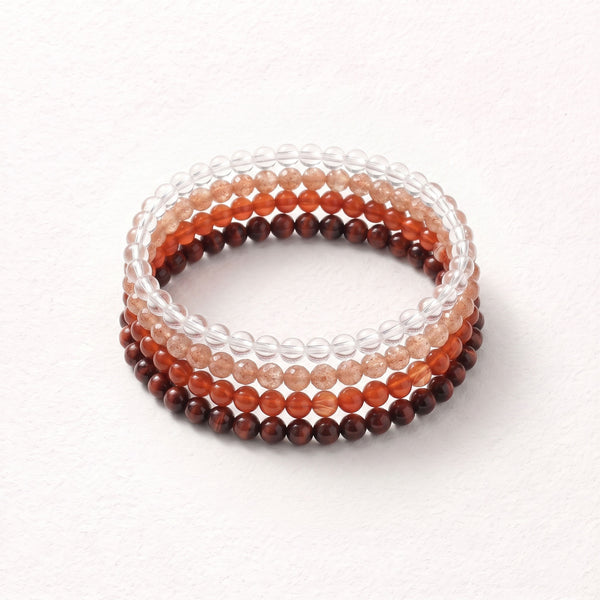 Natural Multi-Mineral Stacked Bead Bracelet, Architectural Mineral Specimen Statement Jewelry — Gangdishé Peak Regal Confidence and Leadership