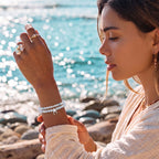 Clear Quartz & Ocean Aquamarine Double-Loop Serenity
