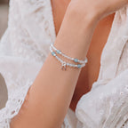 Clear Quartz & Ocean Aquamarine Double-Loop Serenity