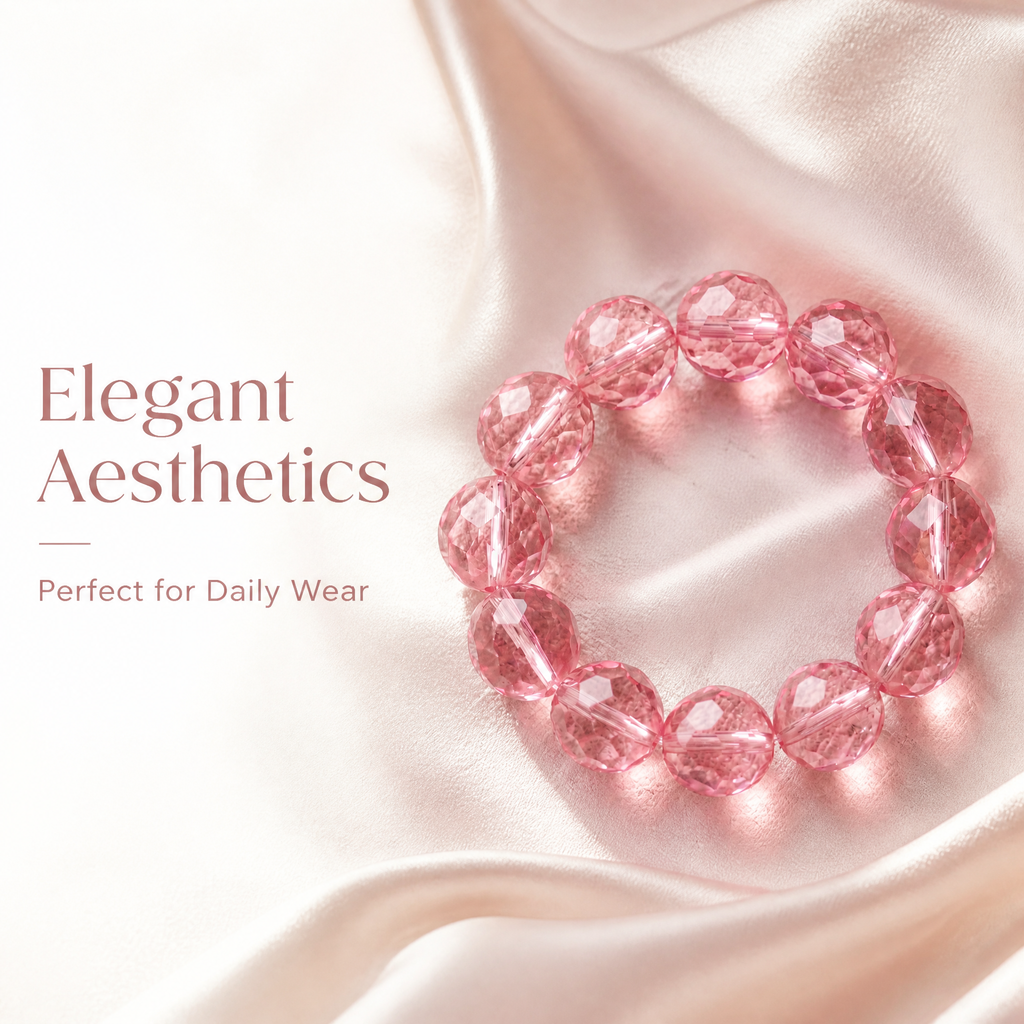 Premium Rose Quartz Beaded Bracelet | Hand-Polished Natural Gemstone Jewelry for Self-Love & Harmony