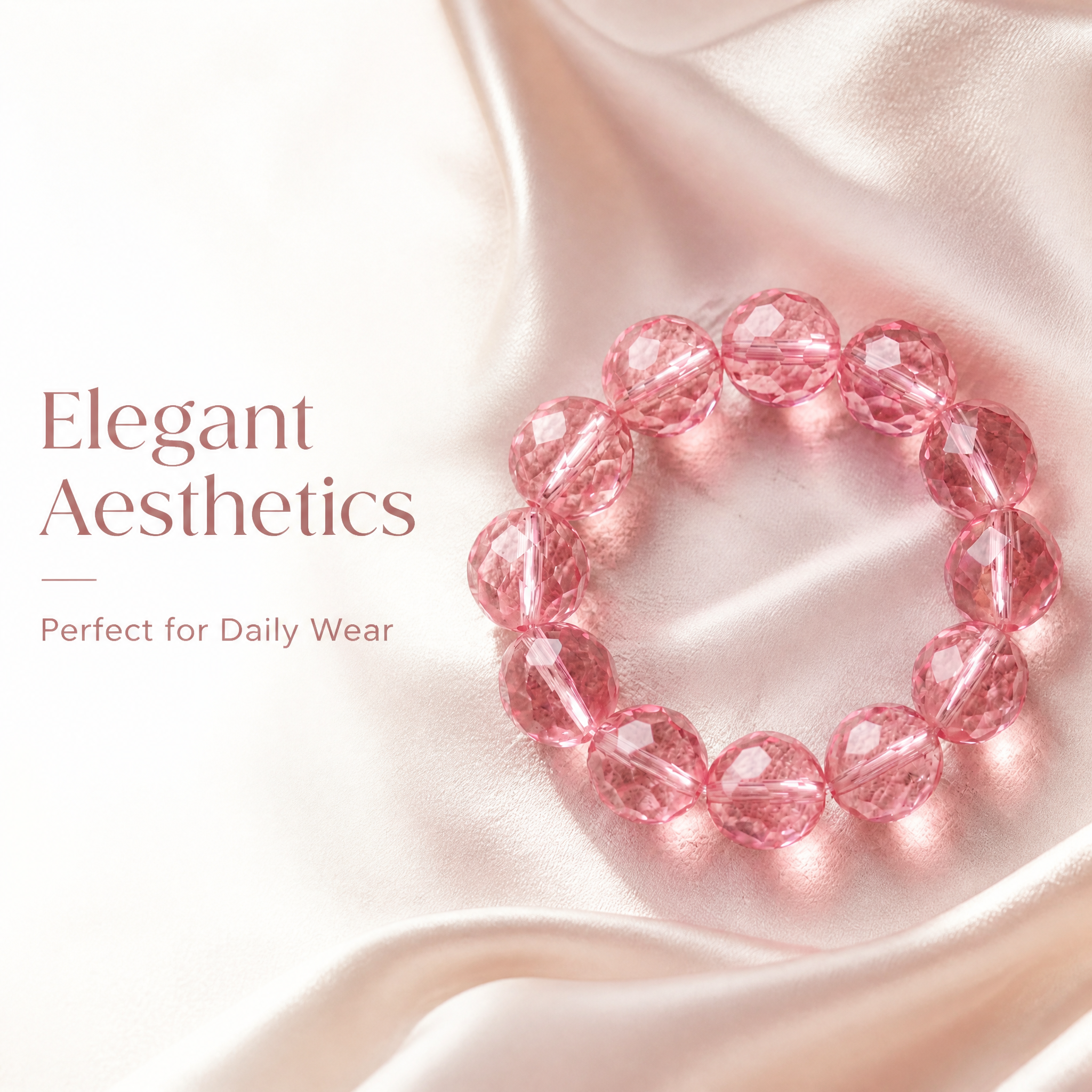 Premium Rose Quartz Beaded Bracelet | Hand-Polished Natural Gemstone Jewelry for Self-Love & Harmony