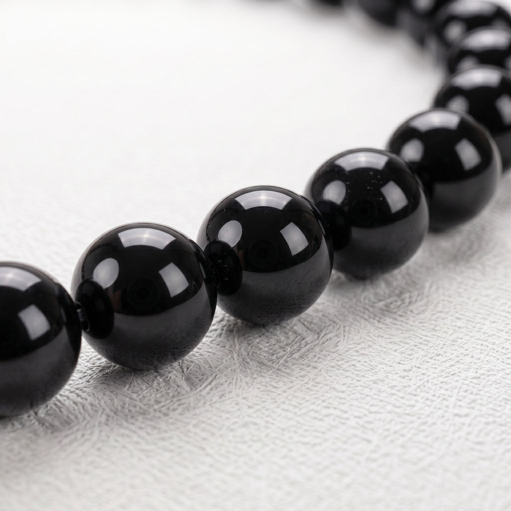 Natural Black Agate Bead Bracelet, Grounded Focus & Warm Balance Gemstone Jewelry