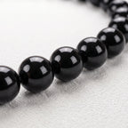 Natural Black Agate Bead Bracelet, Grounded Focus & Warm Balance Gemstone Jewelry