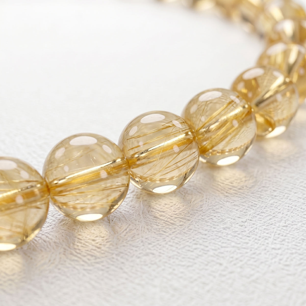 Natural Gold Rutilated Quartz Bead Bracelet, Radiant Vitality & Prosperous Flow Gemstone Jewelry