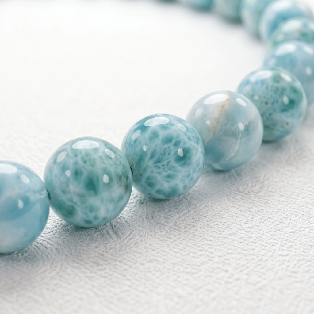 Natural Larimar Bead Bracelet, Serene Calm & Harmonious Flow Gemstone Jewelry