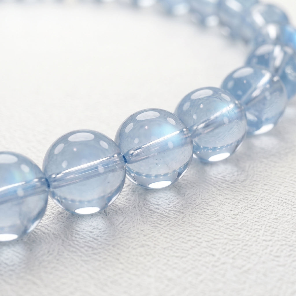 Natural Blue Moonstone Bead Bracelet, Serene Grace & Harmonious Flow Gemstone Jewelry