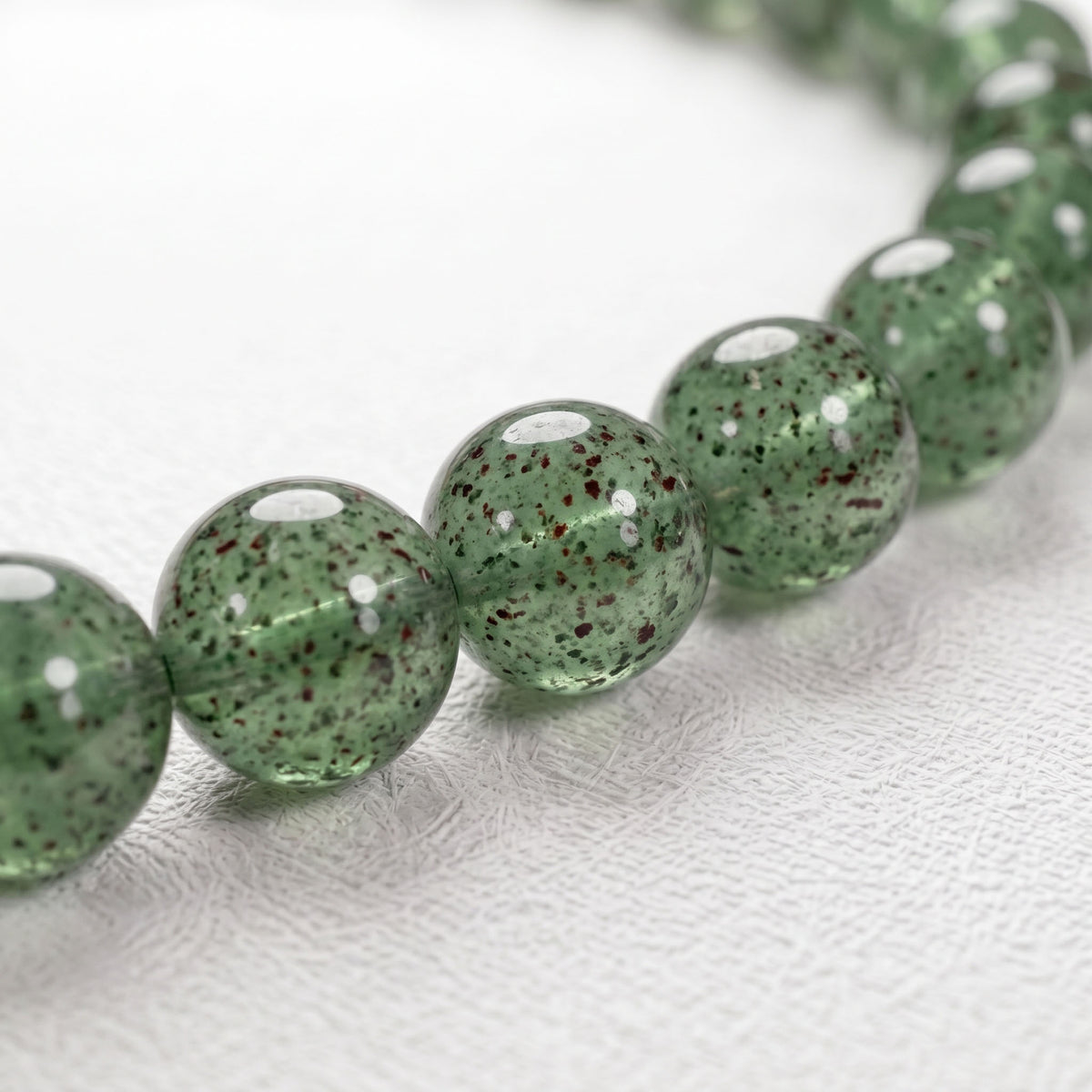 Natural Green Strawberry Quartz Bead Bracelet, Radiant Vitality & Harmonious Flow Gemstone Jewelry
