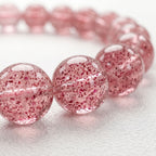 Natural Pink Strawberry Quartz Bead Bracelet, Radiant Vitality & Serene Grace Gemstone Jewelry
