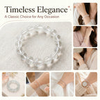 Premium Clear Quartz Beaded Bracelet | Hand-Polished Natural Gemstone Jewelry for Mindfulness & Balance