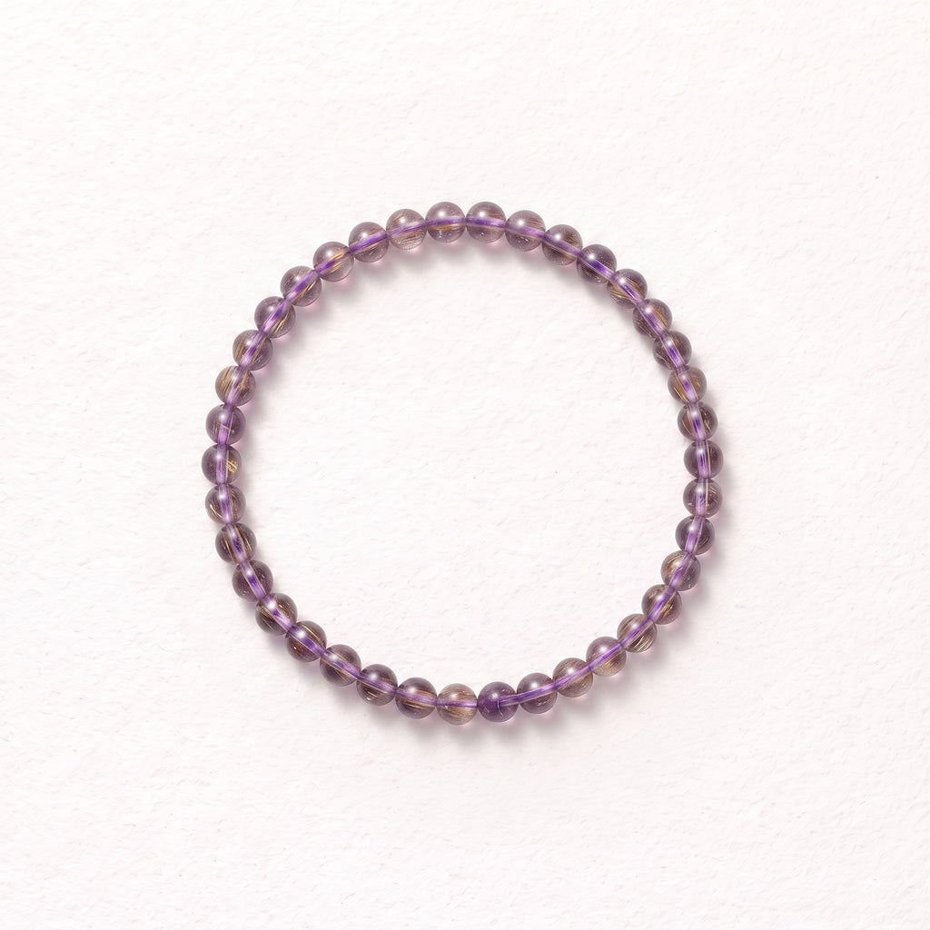 Natural Super Seven Quartz Bead Bracelet, Radiant Vitality & Harmonious Flow Gemstone Jewelry