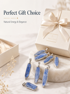 Authentic Blue Quartz Necklace | The "Stone of Serenity" | Unique Gold-Plated Raw Mineral Pendant