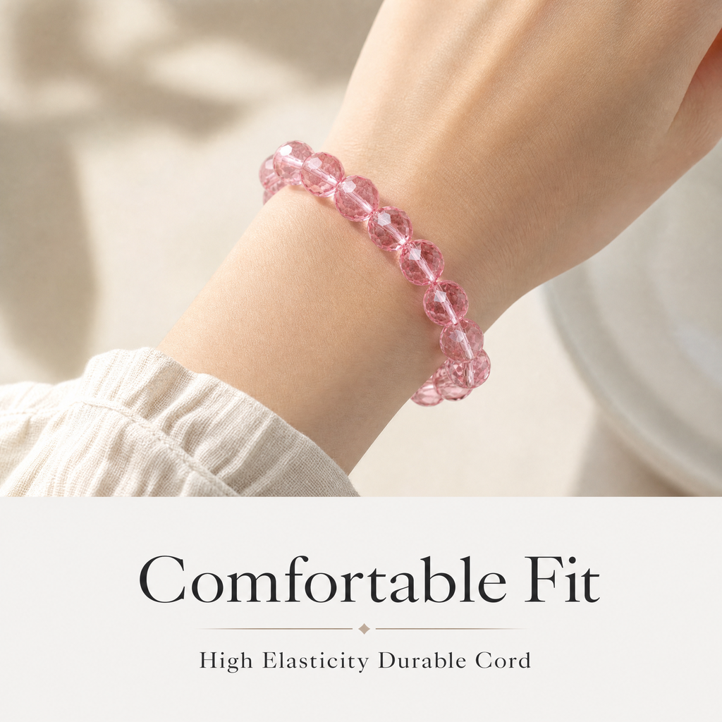 Premium Rose Quartz Beaded Bracelet | Hand-Polished Natural Gemstone Jewelry for Self-Love & Harmony