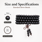 Natural African Ebony 108 Mala Beads Traditional Chinese Prayer Necklace (Artisanal Zen Edition)