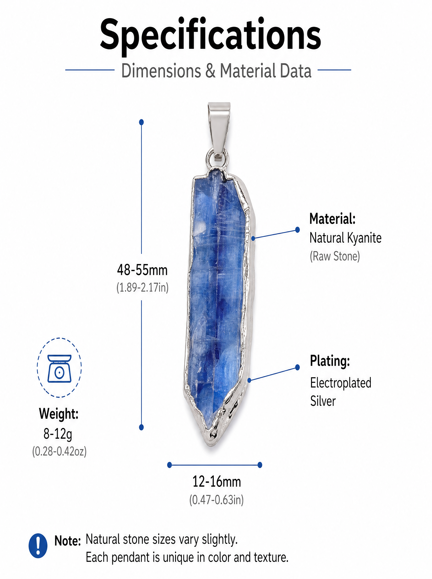 Authentic Blue Quartz Necklace | The "Stone of Serenity" | Unique Gold-Plated Raw Mineral Pendant