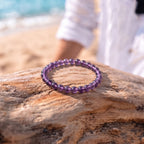 Natural Uruguayan Amethyst Bead Bracelet, Serene Elegance & Calm Flow Gemstone Jewelry