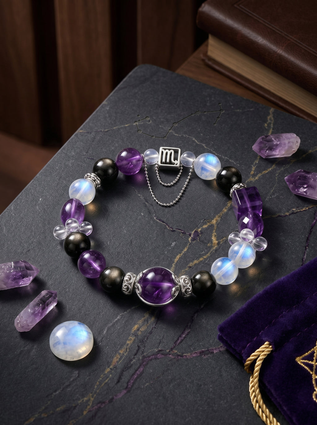 Scorpio Sovereign Void Crystal Bracelet | Obsidian & Tiger's Eye Talisman