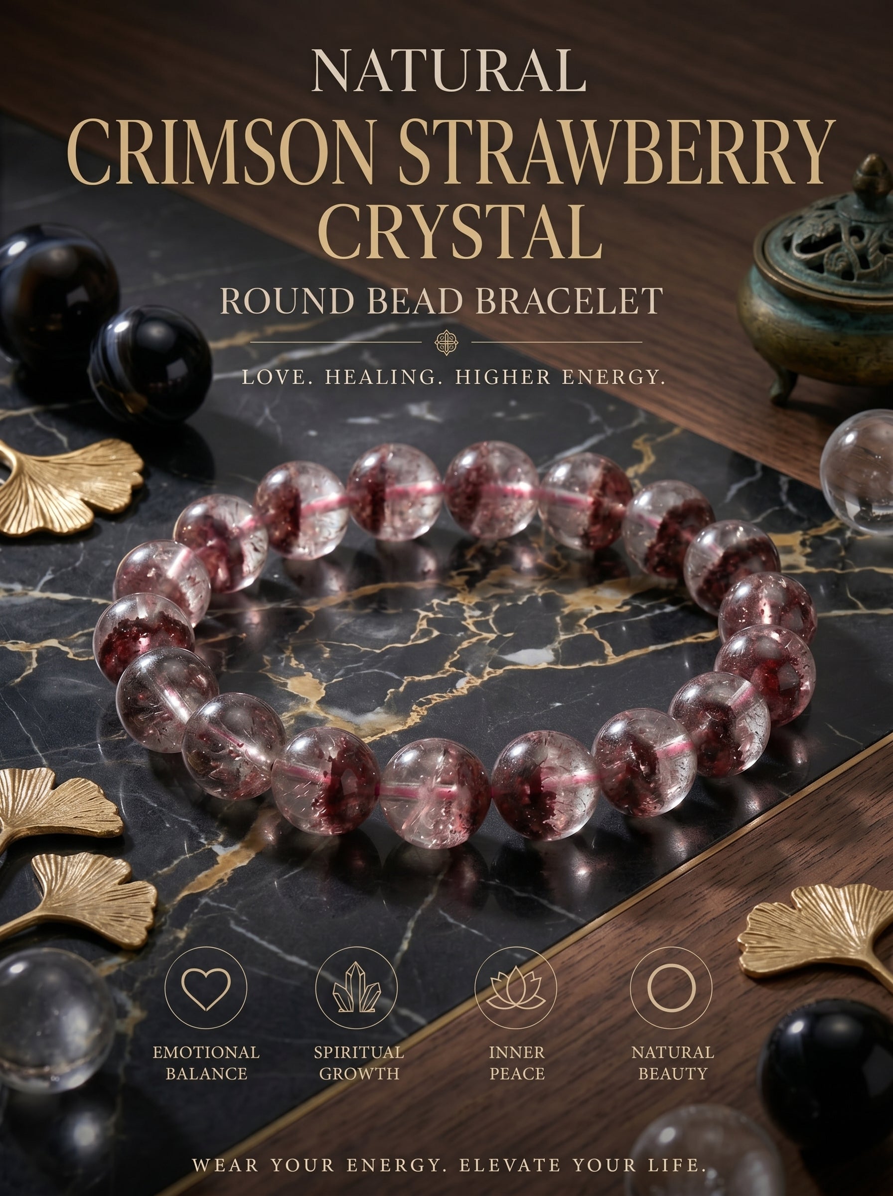 Dreamy Phantom Quartz Bracelet | The "Healing Stone" | Unique Lavender & Rose Crystal Jewelry