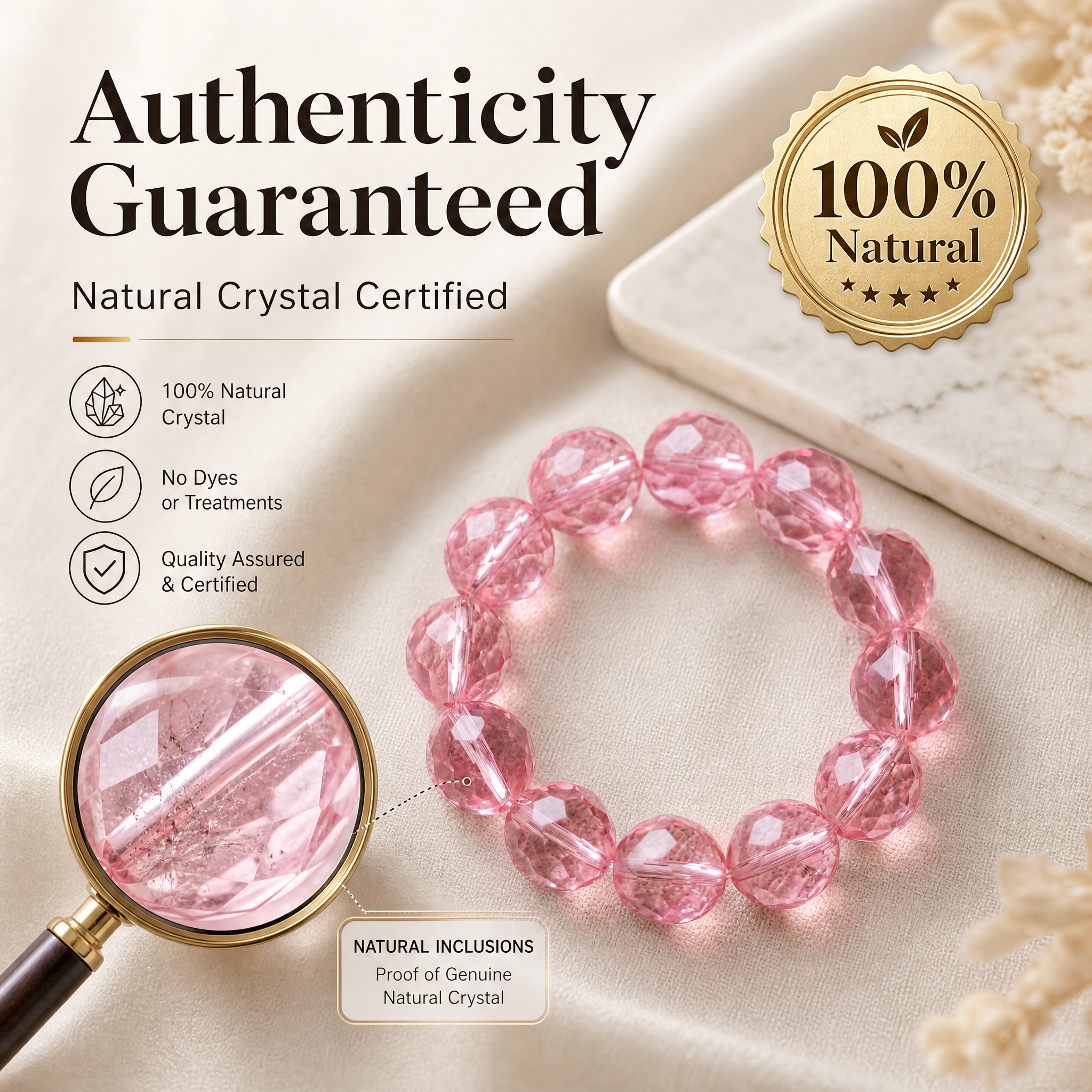 Premium Rose Quartz Beaded Bracelet | Hand-Polished Natural Gemstone Jewelry for Self-Love & Harmony