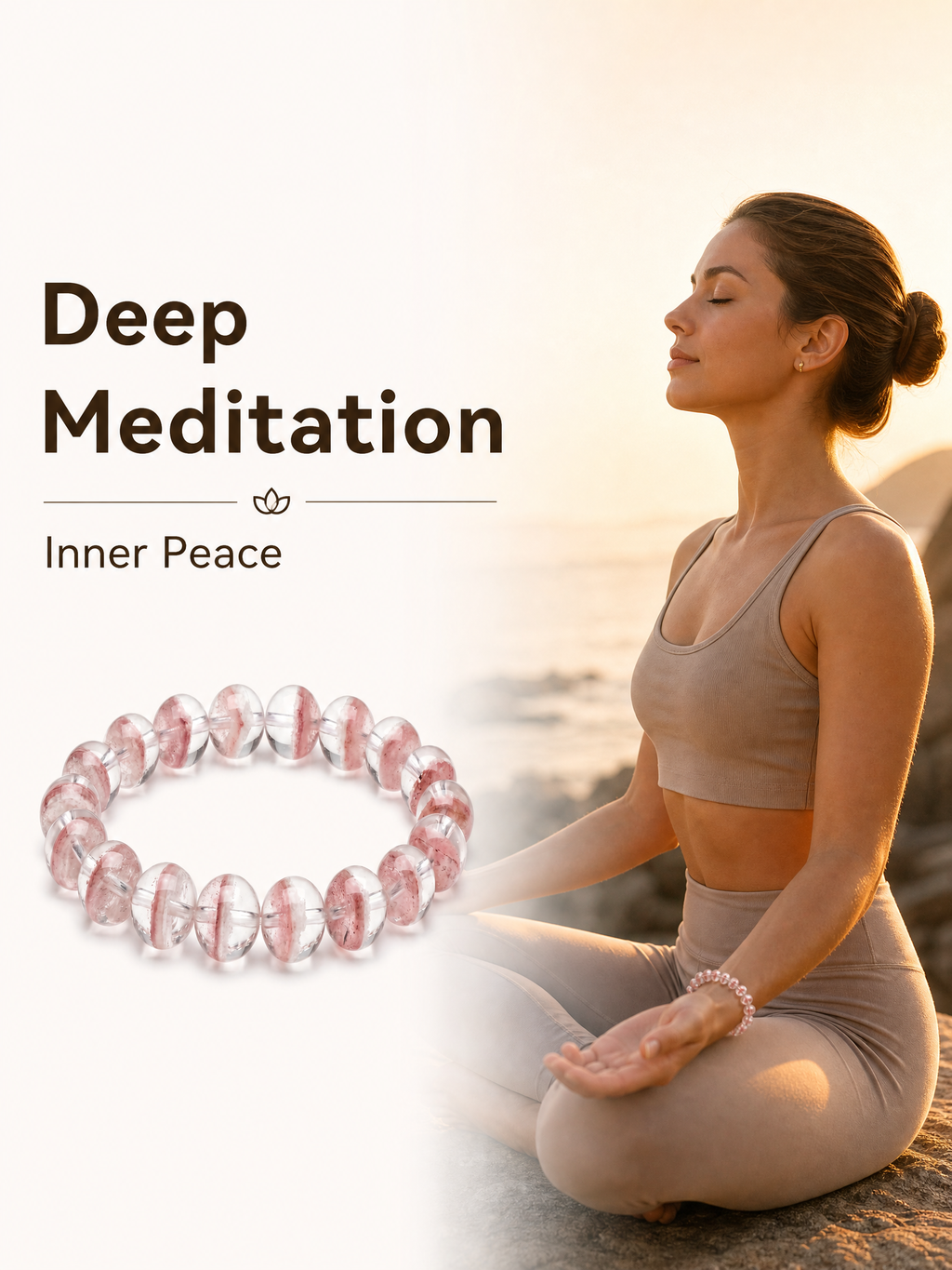Premium Pink & White Phantom Beaded Bracelet | Hand-Polished Natural Gemstone Jewelry for Inner Peace & Clarity