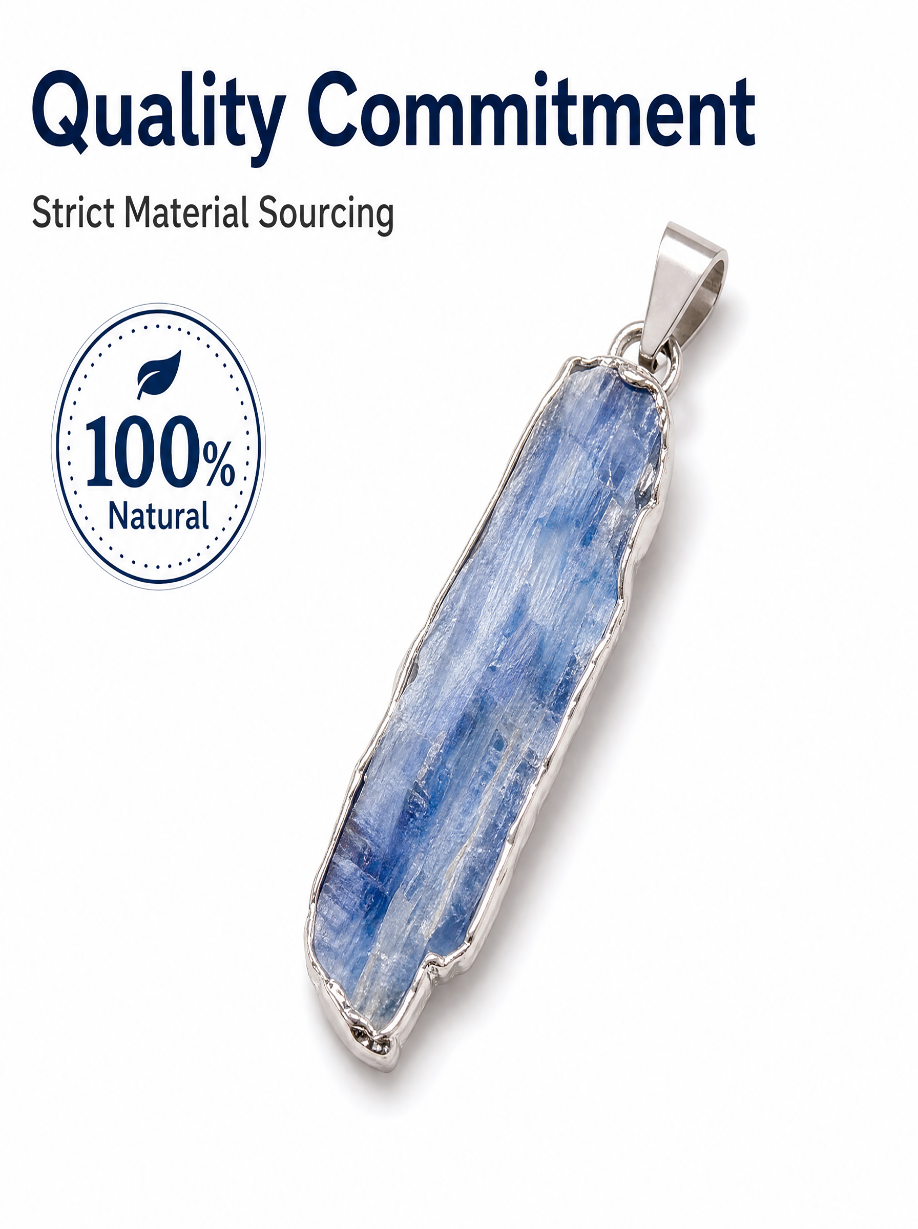 Authentic Blue Quartz Necklace | The "Stone of Serenity" | Unique Gold-Plated Raw Mineral Pendant
