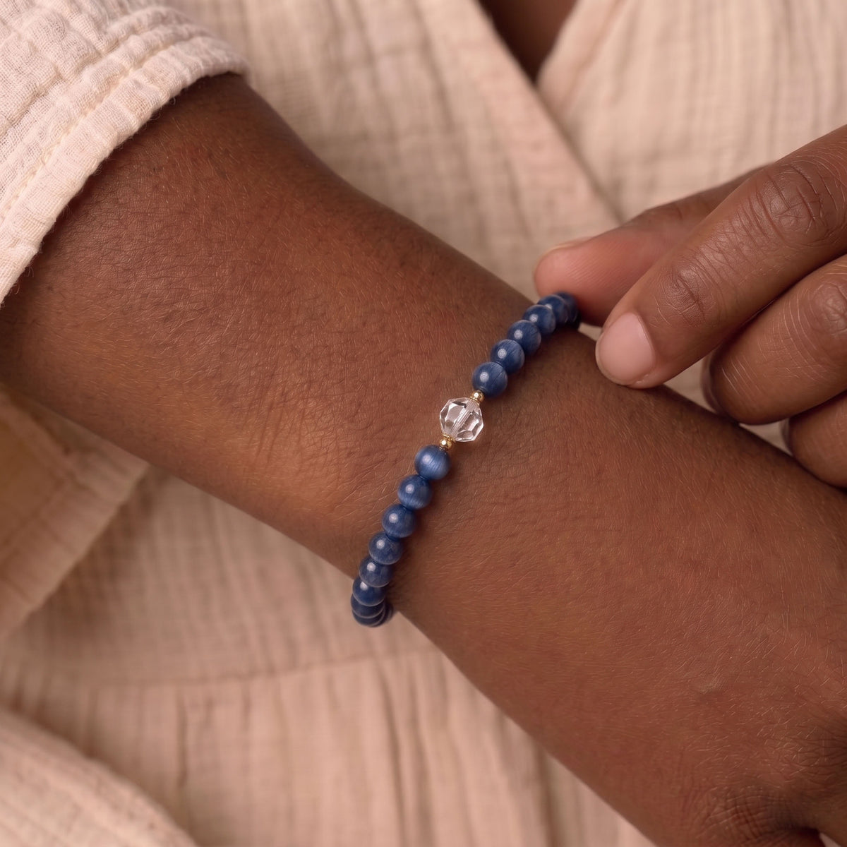Natural Clear Quartz & Blue Moonstone Bracelet