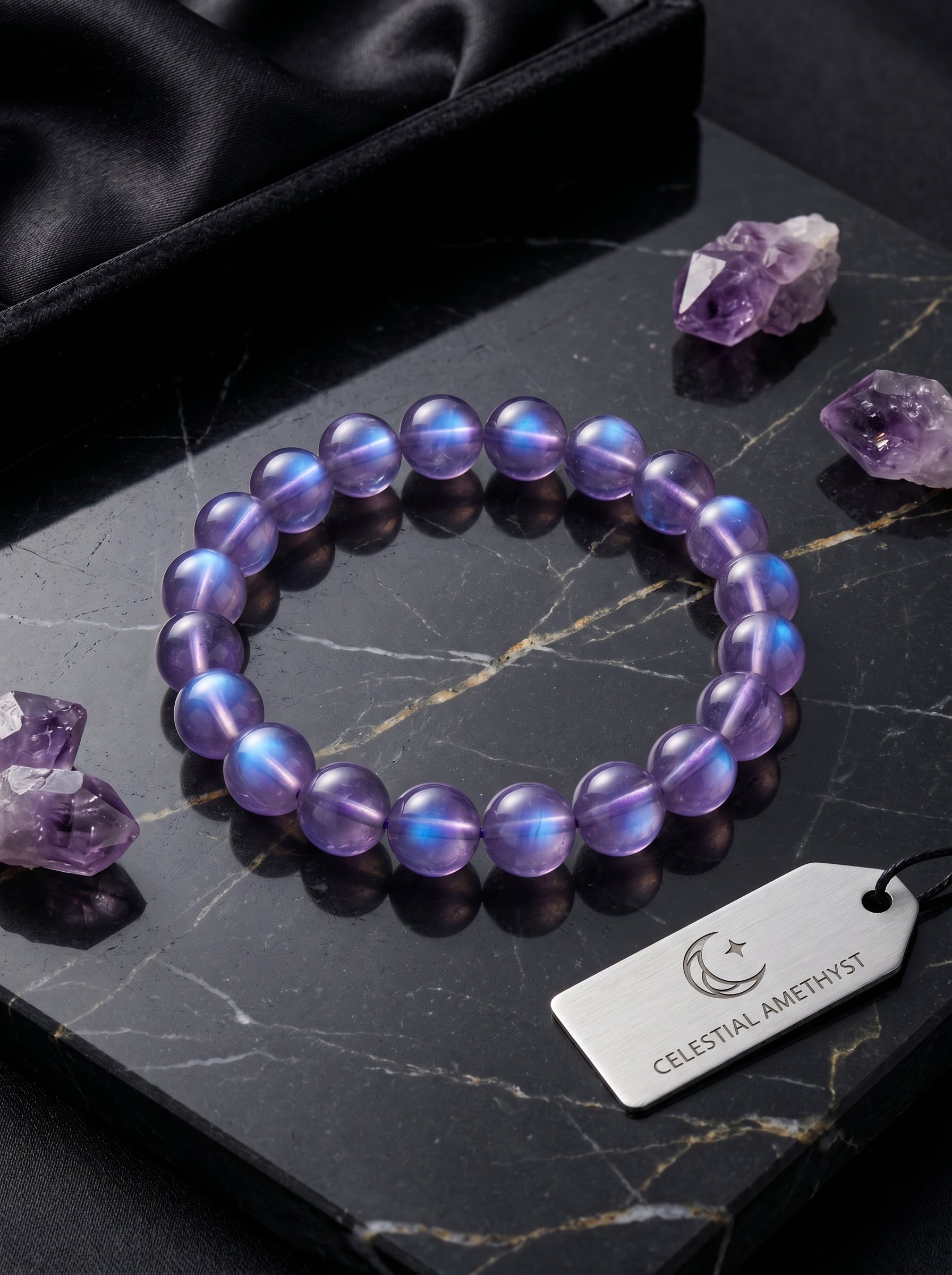 Authentic Amethyst Bracelet with Moonlight Glow | The "Stone of Spirituality" | Unique Healing Crystal Jewelry