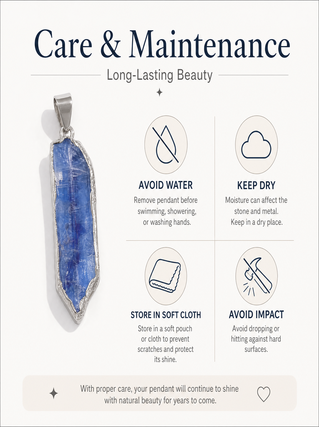 Authentic Blue Quartz Necklace | The "Stone of Serenity" | Unique Gold-Plated Raw Mineral Pendant