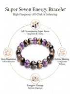 Premium Black Gold Super Seven Beaded Bracelet | Hand-Polished Natural Gemstone Jewelry for Wisdom & Balance