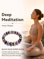 Premium Black Gold Super Seven Beaded Bracelet | Hand-Polished Natural Gemstone Jewelry for Wisdom & Balance