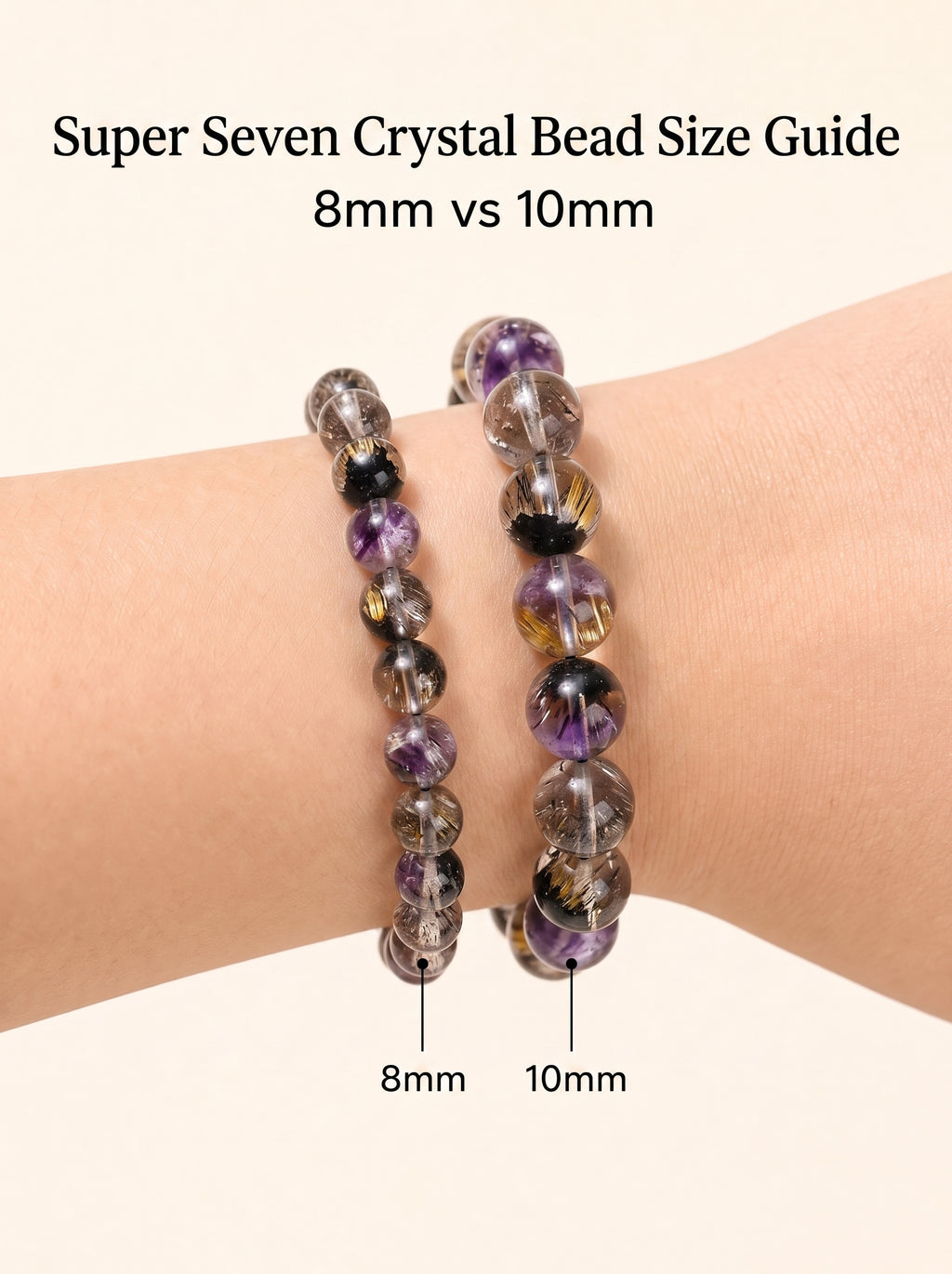 Premium Black Gold Super Seven Beaded Bracelet | Hand-Polished Natural Gemstone Jewelry for Wisdom & Balance