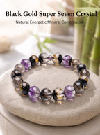 Premium Black Gold Super Seven Beaded Bracelet | Hand-Polished Natural Gemstone Jewelry for Wisdom & Balance