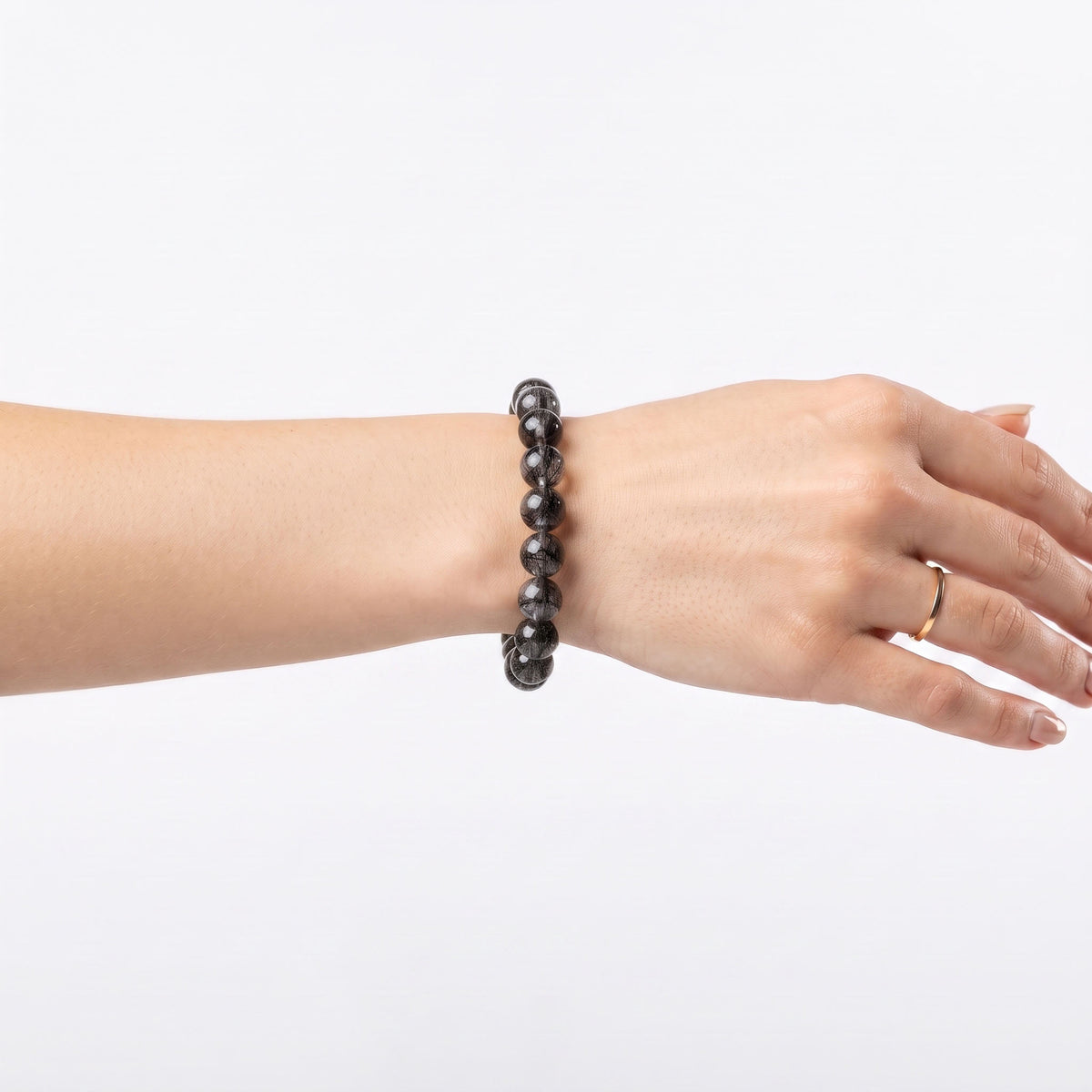 Natural Black Rutilated Quartz Bracelet | The Stone of Leadership & Wealth