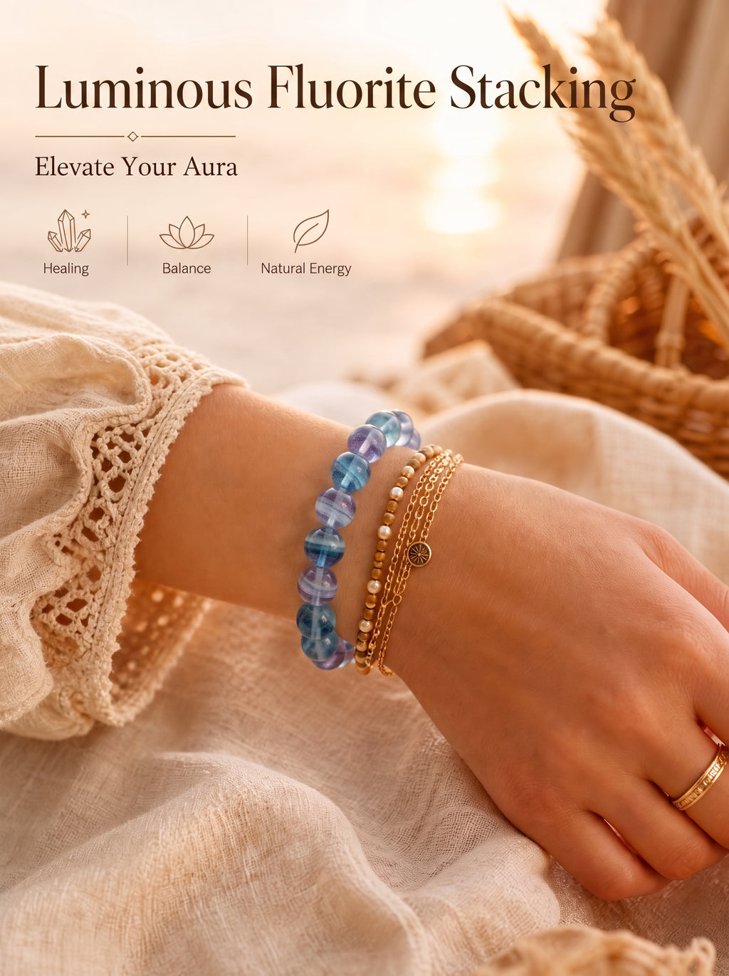 Premium Blue Fluorite Beaded Bracelet | Hand-Polished Natural Gemstone Jewelry for Clarity & Focus
