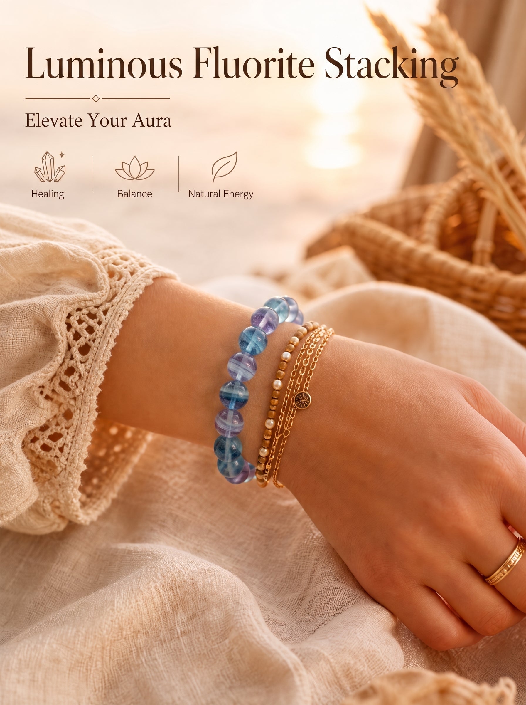 Premium Blue Fluorite Beaded Bracelet | Hand-Polished Natural Gemstone Jewelry for Clarity & Focus