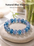 Premium Blue Fluorite Beaded Bracelet | Hand-Polished Natural Gemstone Jewelry for Clarity & Focus