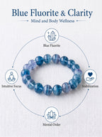 Premium Blue Fluorite Beaded Bracelet | Hand-Polished Natural Gemstone Jewelry for Clarity & Focus