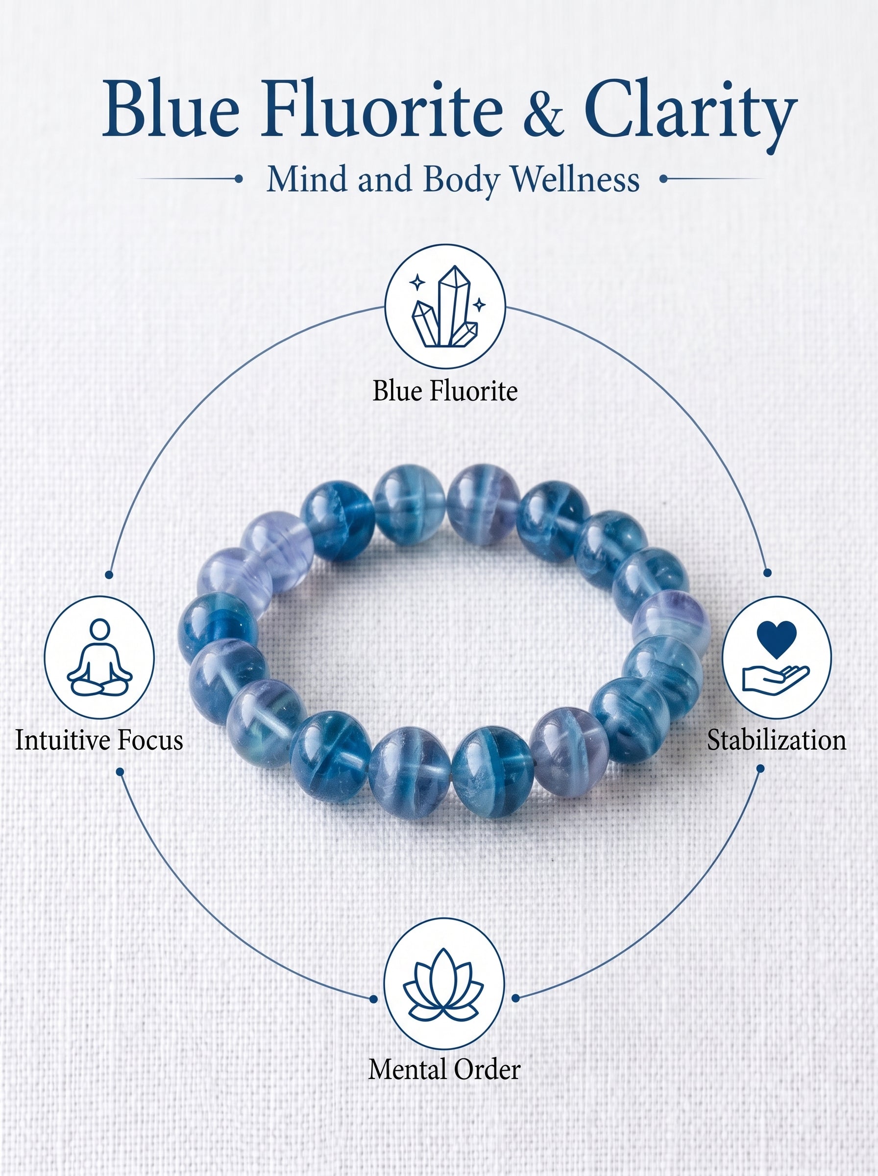 Premium Blue Fluorite Beaded Bracelet | Hand-Polished Natural Gemstone Jewelry for Clarity & Focus