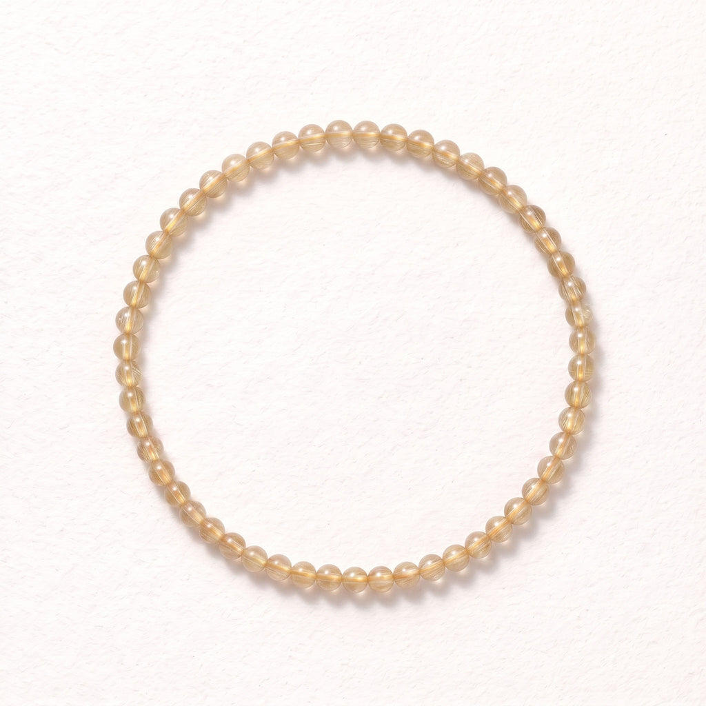 Natural Gold Rutilated Quartz Bead Bracelet, Radiant Vitality & Prosperous Flow Gemstone Jewelry