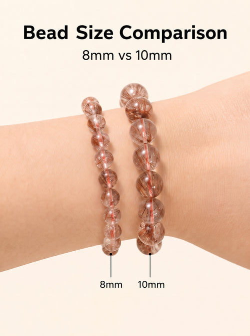 Premium Red Rutilated Quartz Beaded Bracelet | Hand-Polished Natural Gemstone Jewelry for Power & Prosperity
