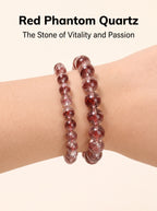 Premium Red Phantom Quartz Beaded Bracelet | Hand-Polished Natural Crystal Jewelry for Wealth & Passion