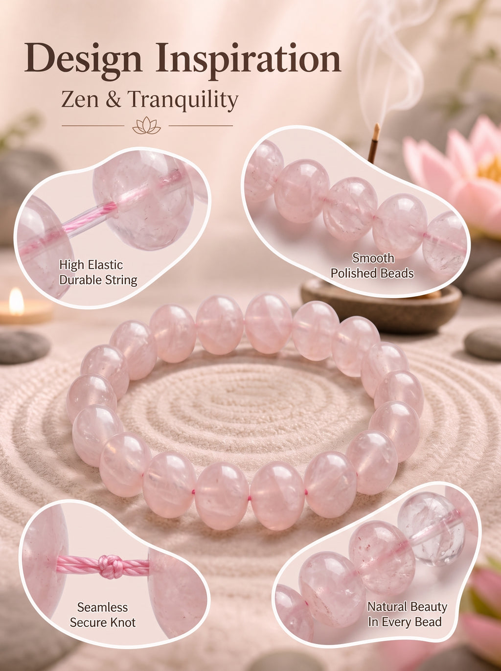 Premium Cherry Blossom Agate Beaded Bracelet | Hand-Polished Natural Gemstone Jewelry for Inner Peace & Grace