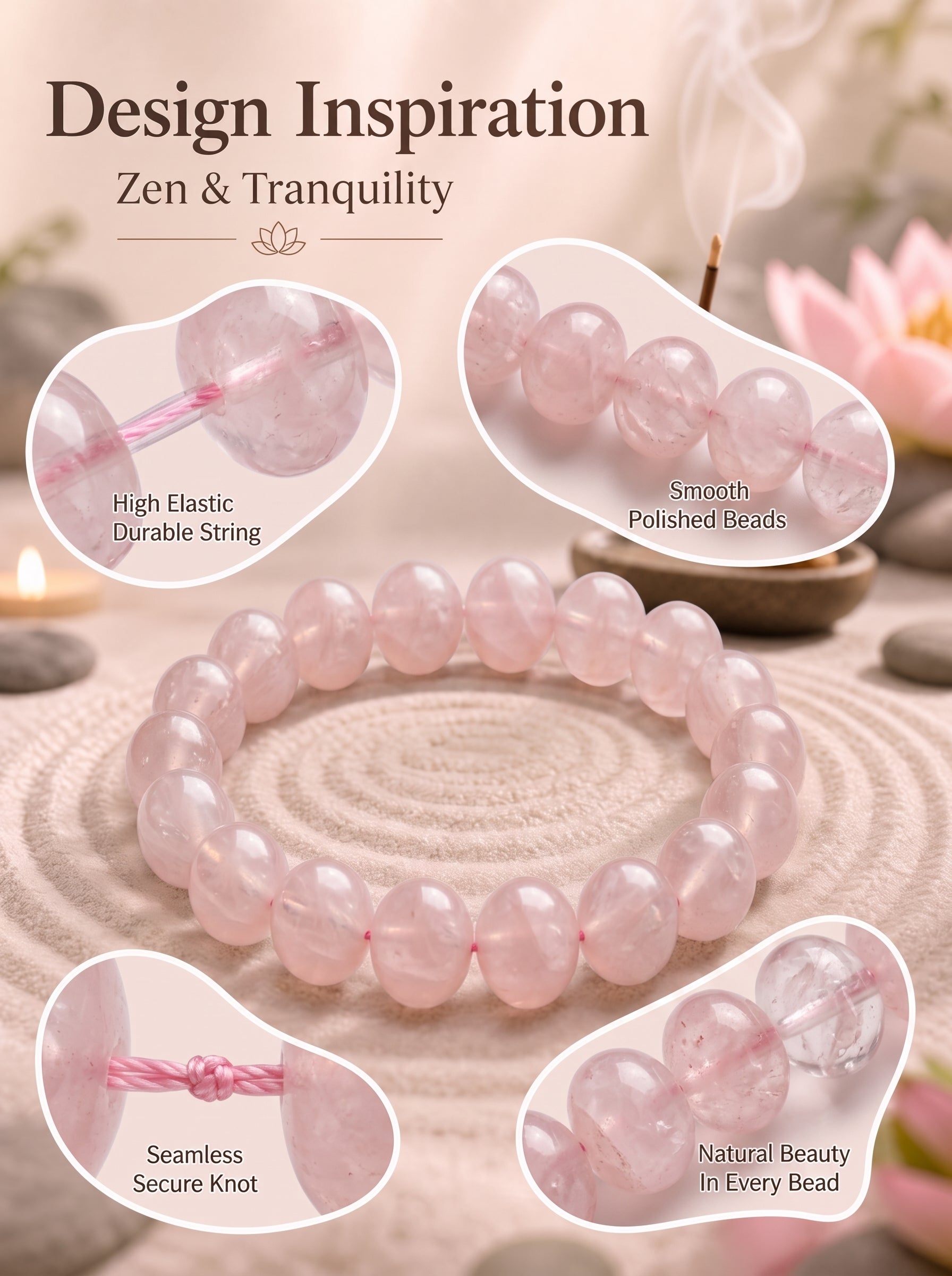 Premium Cherry Blossom Agate Beaded Bracelet | Hand-Polished Natural Gemstone Jewelry for Inner Peace & Grace