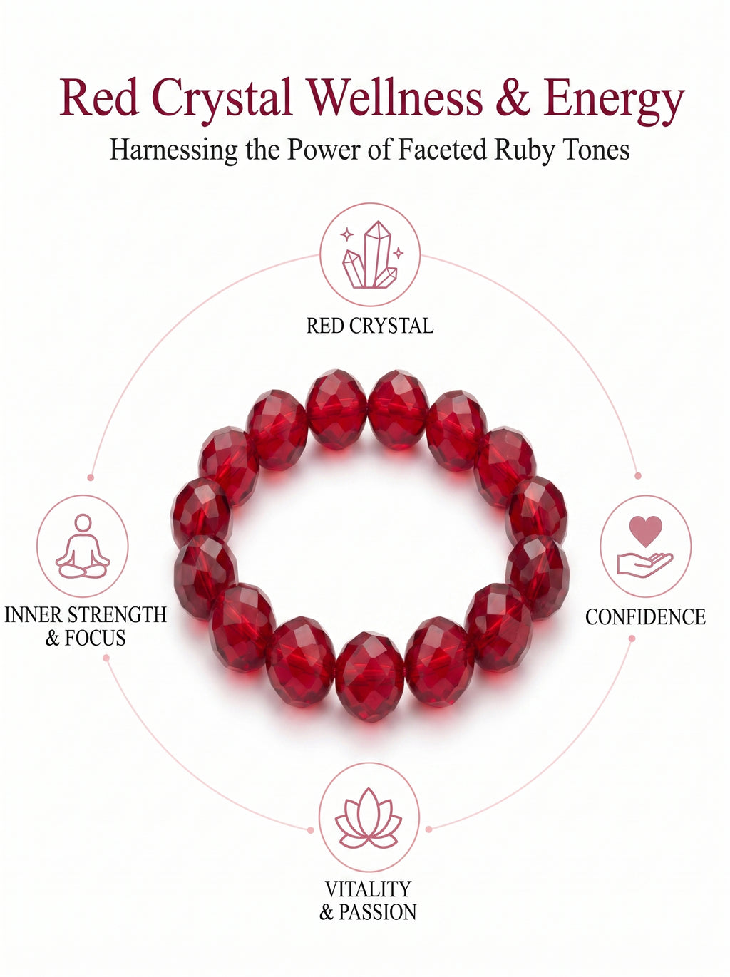 Premium Red Fire Quartz Beaded Bracelet | Hand-Polished Natural Gemstone Jewelry for Abundance & Passion