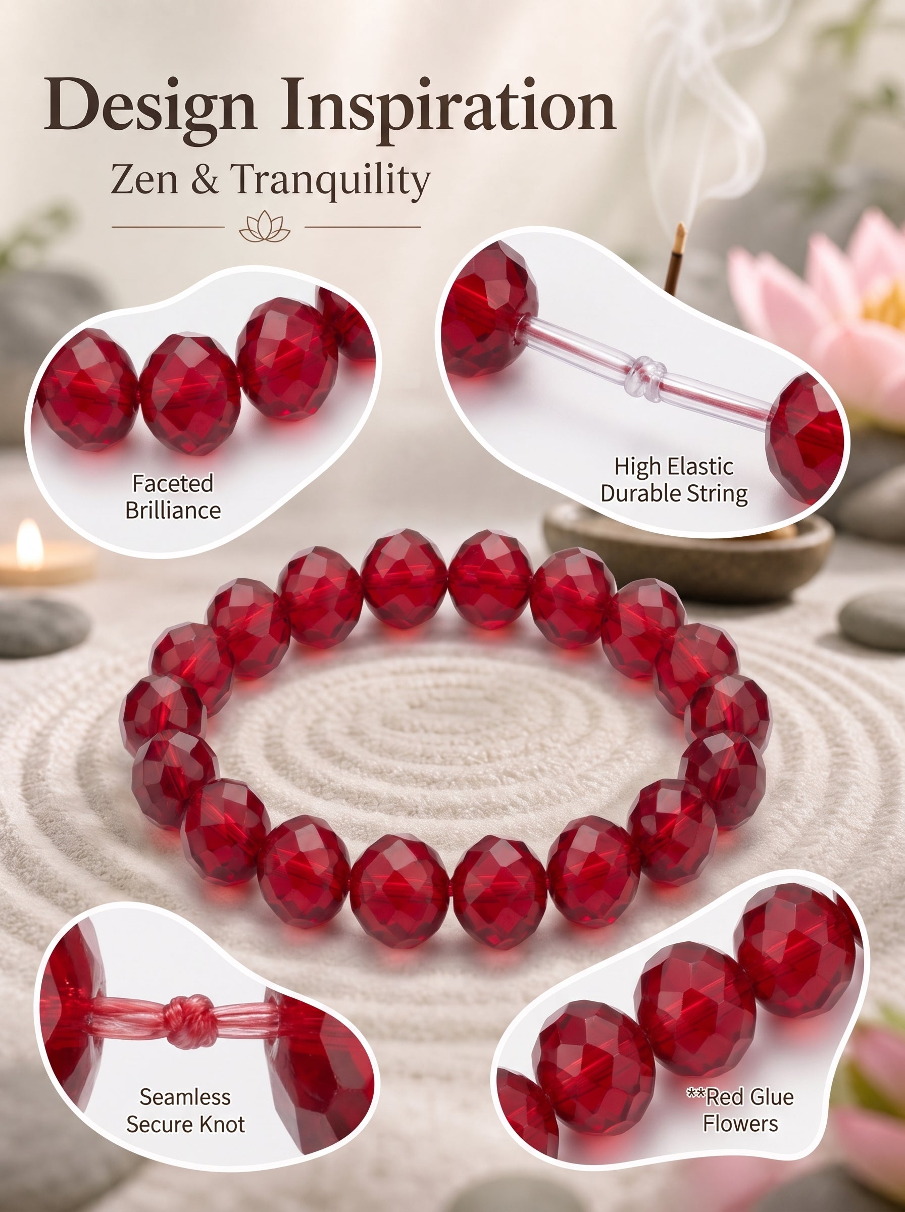 Premium Red Fire Quartz Beaded Bracelet | Hand-Polished Natural Gemstone Jewelry for Abundance & Passion