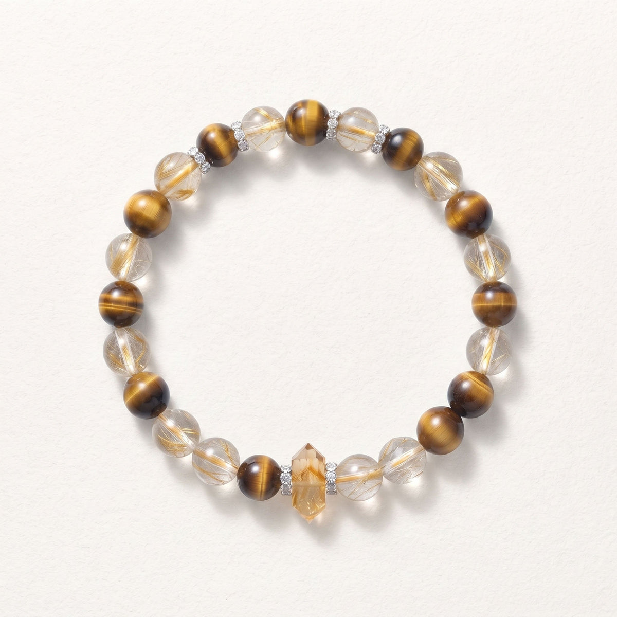 Natural Golden Quartz Tower Pyramid Bead Bracelet, Radiant Vitality & Prosperous Flow Gemstone Jewelry