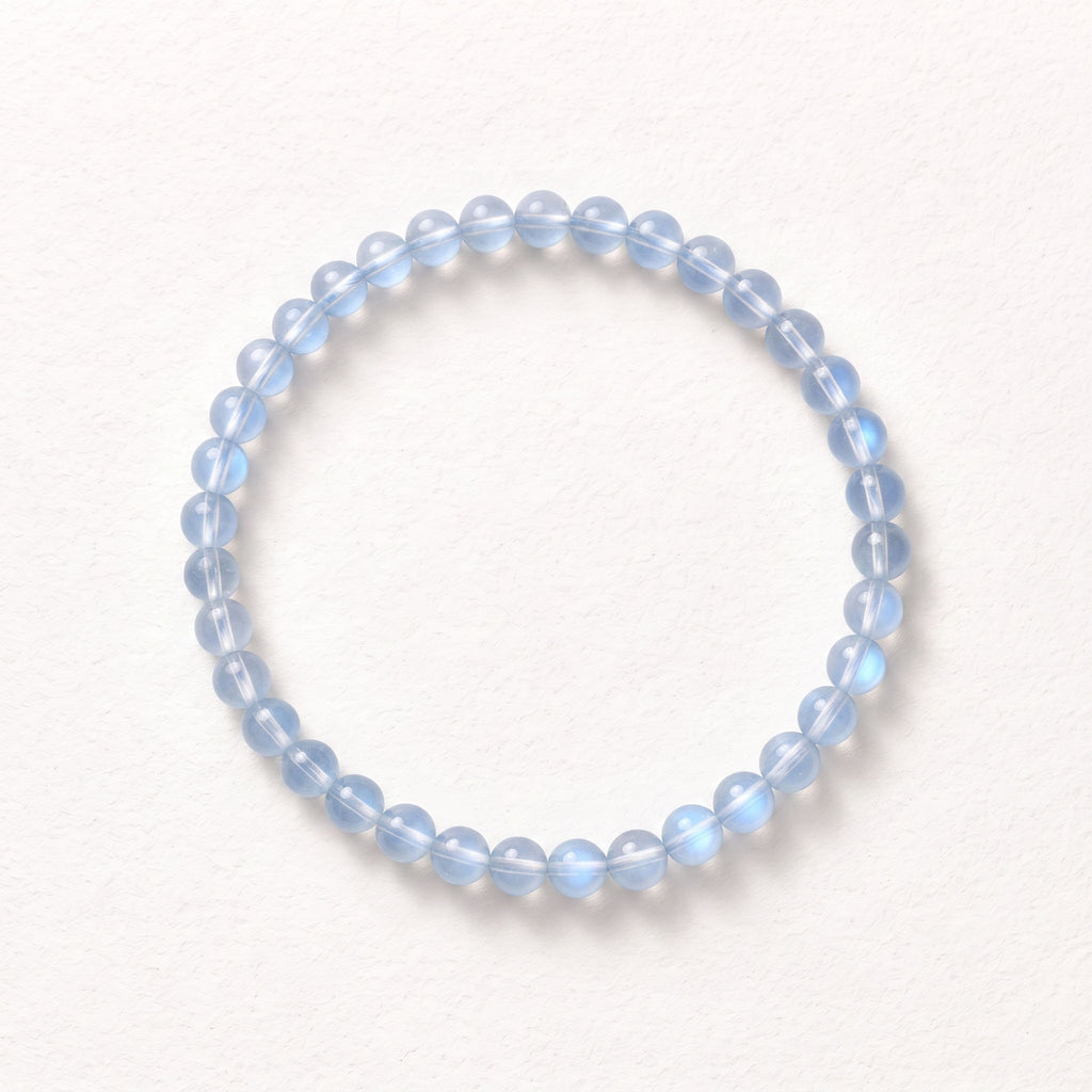 Natural Blue Moonstone Bead Bracelet, Serene Grace & Harmonious Flow Gemstone Jewelry
