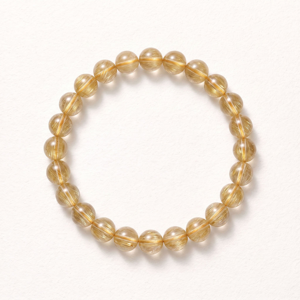 Natural Gold Rutilated Quartz Bracelet: Sovereign Abundance & Magnetic Ambition — Himalayan Ridge