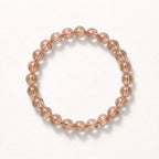 Natural Red Rutilated Quartz Bead Bracelet, Dynamic Vitality & Bold Energy Flow Gemstone Jewelry